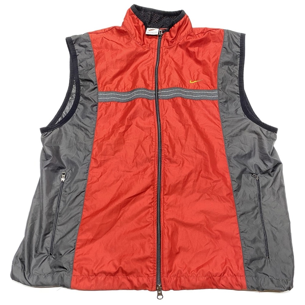 Vintage Nike Vest Mens Large Red Windbreaker Unlined Swoosh Mesh 90s